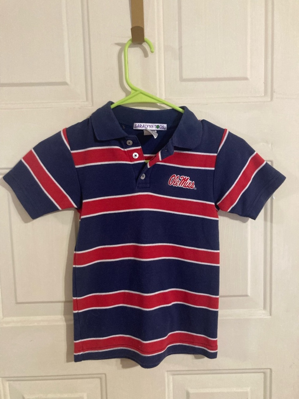 Ole Miss Navy & Red Striped Polo Shirt for Kids